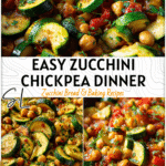 A vibrant skillet filled with sautéed zucchini, chickpeas, and herbs showcasing a colorful zero carb vegetarian meal.